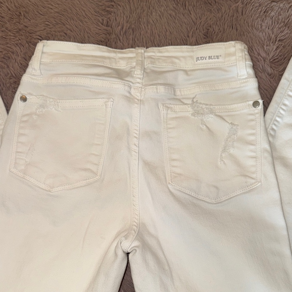 Judy Blue Women's White Distressed Denim Skinny Jeans Skinny Fit size 3 / 26 - Picture 11 of 16